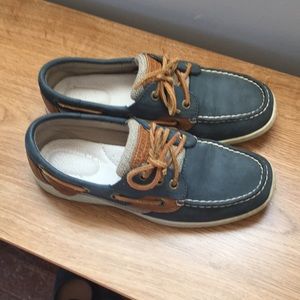 Sperry Top-Sider Boat Shoes Blue Suede   Tan Trim